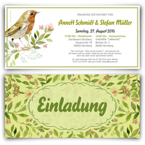 Einladungen zur hochzeit - zur, im